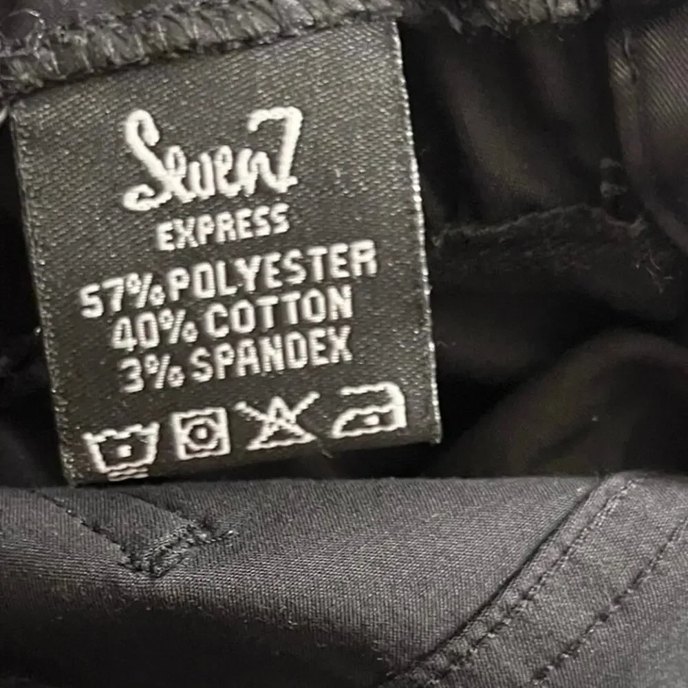Seven Express Y2K Ruched Satin Cargo Pants Flare Leg Black 26 Cyber Clubwear - Picture 6 of 10